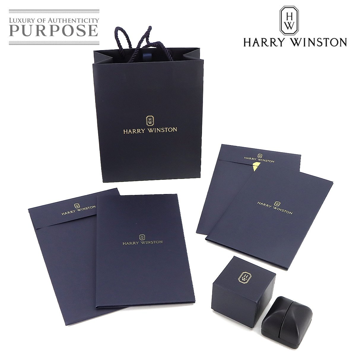 1円■ ハリーウィンストン HARRY WINSTON ジュエリーケース リング 外箱 内箱 証明書カバー 紙袋 セット Box BJ 90221729_画像1