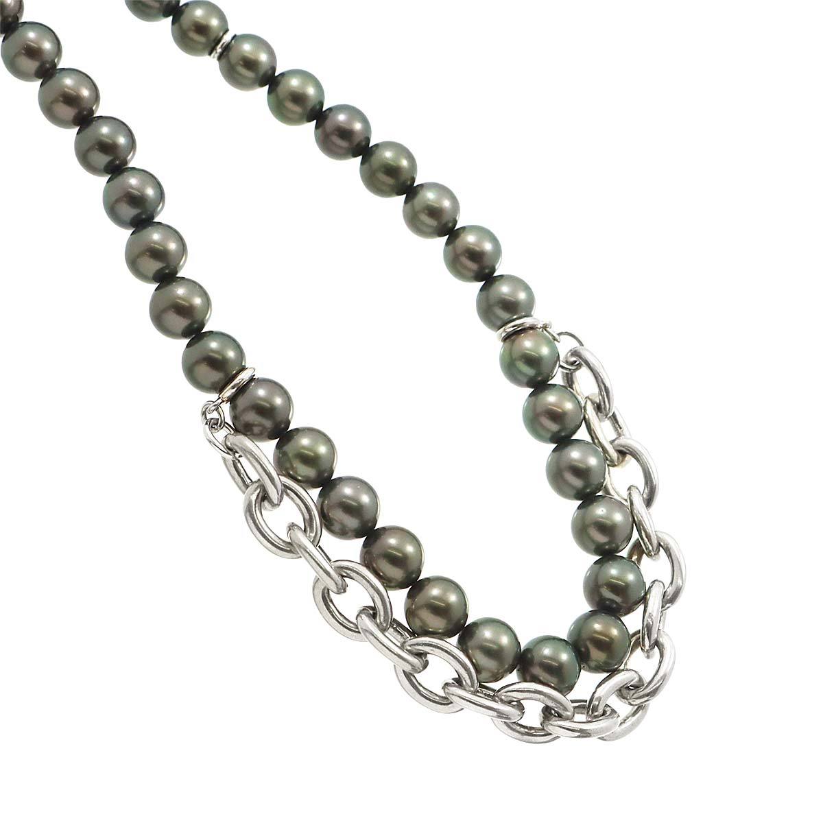 ミキモト MIKIMOTO コムデギャルソン 黒蝶真珠 9.0-8.0mm 76cm ネックレス 50cm SV シルバー パール Pearl Necklace 90203759の画像3