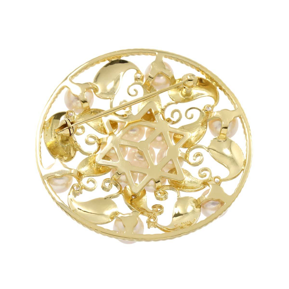  Mikimoto MIKIMOTO Akoya pearl 5.8-5.2mm diamond brooch K18 YG yellow gold 750 pearl Akoya Pearl Brooch 90212493