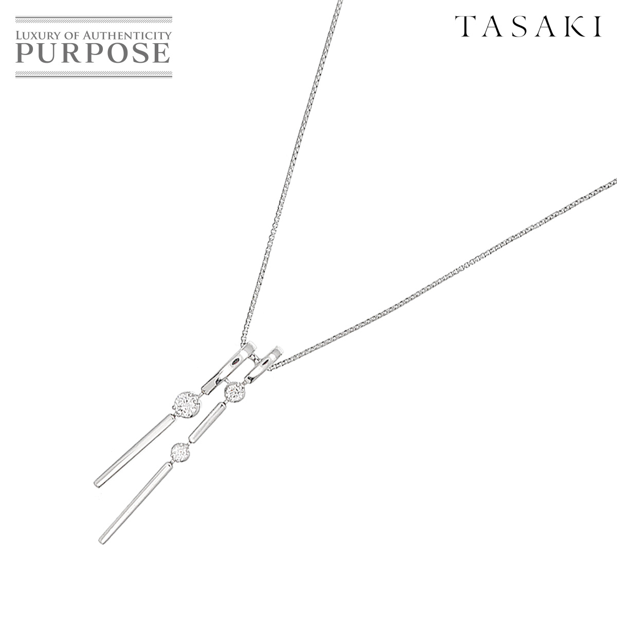 タサキ TASAKI ダイヤ 0.38ct ネックレス 50cm K18 WG ホワイトゴールド 750 田崎真珠 Necklace 90215621_画像1