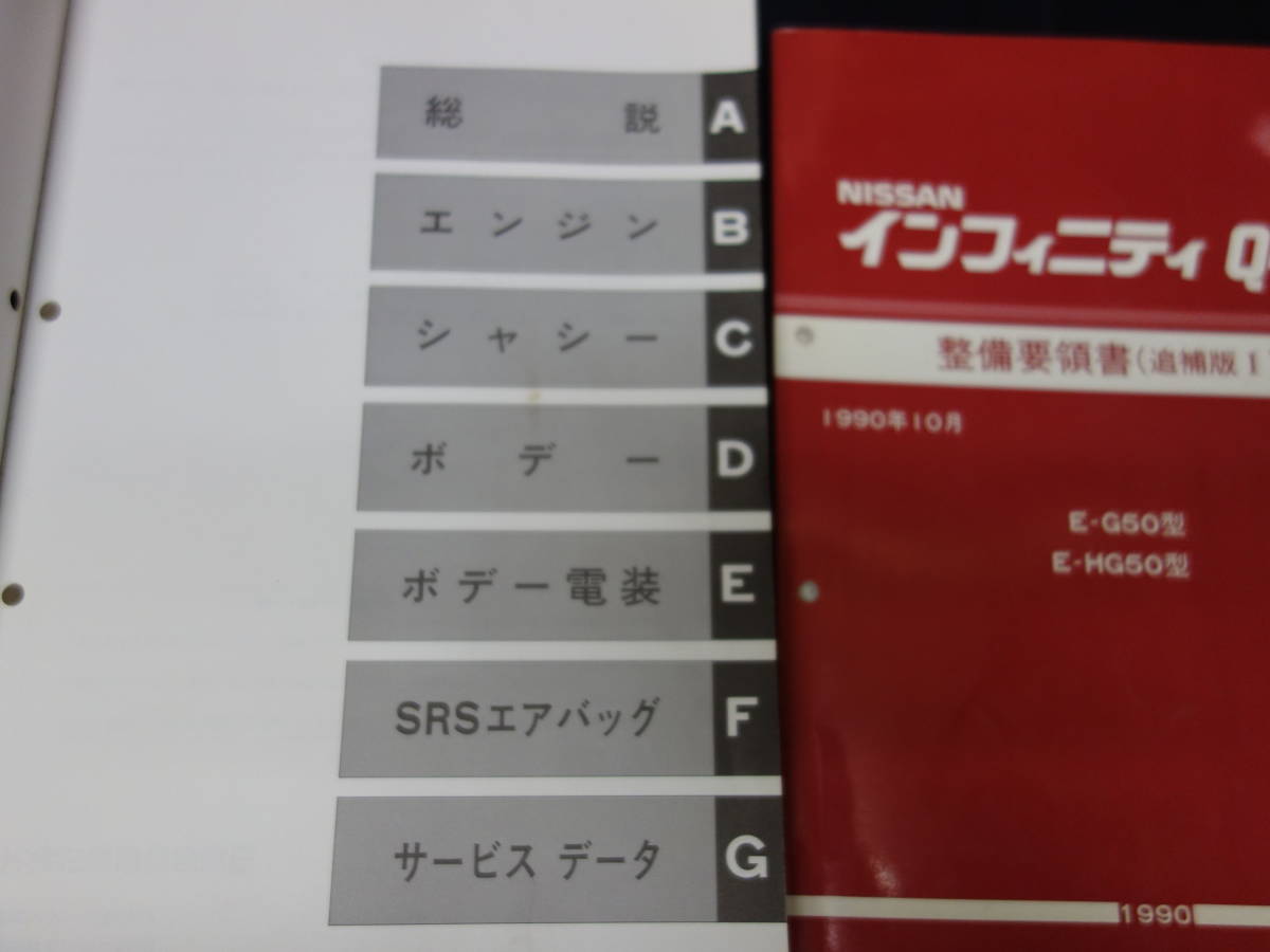 【￥15000 即決】日産 インフィニティ Q45 G50 / HG50型 整備要領書 本編 / 追補版 4冊まとめて_画像2