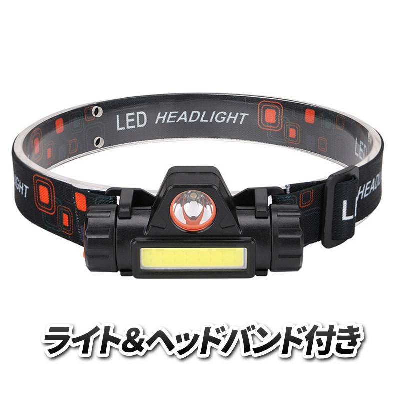 LED ヘッドライト 2個セット USB充電式 小型 強力 防水 高輝度 明るい キャンプ 釣り アウトドア 登山 停電用 防災 懐中電灯 作業灯 非常用_画像2