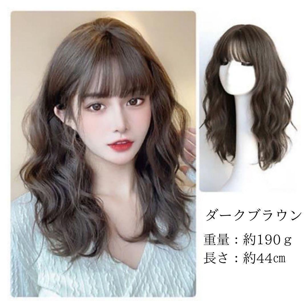 ロング カール ウィッグ ストレート セミロング 自然毛 ヘアアクセサリーの画像2