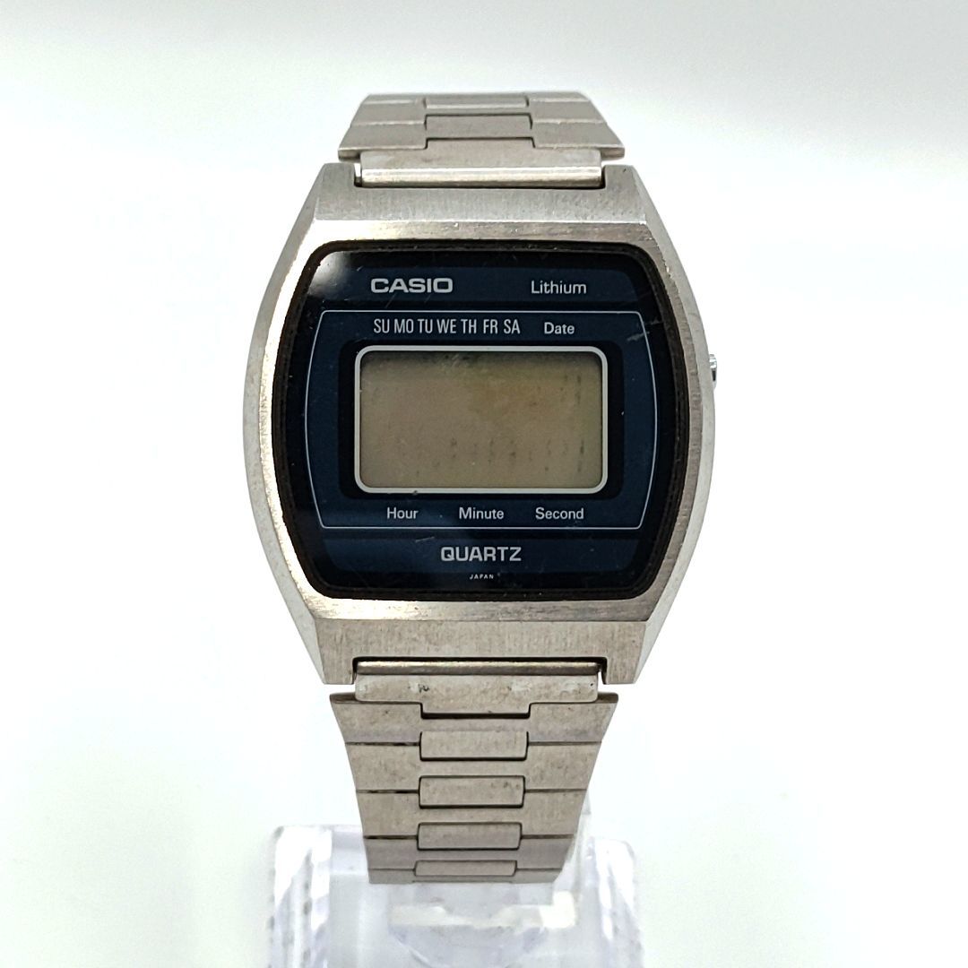 【電池切れ】CASIO カシオ クォーツ 腕時計 デジタル文字盤 Lithium シルバー×ネイビー ボーイズサイズ B812の画像3