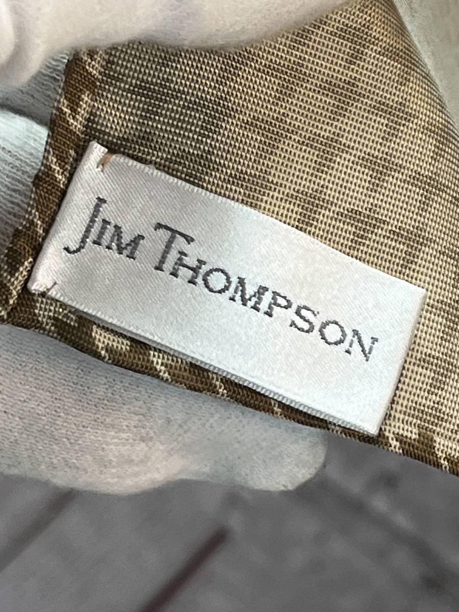 JIM THOMPSON ジムトンプソン 大判スカーフ バンダナ ブラウン系 千鳥柄 ペイズリー柄 シルク100％