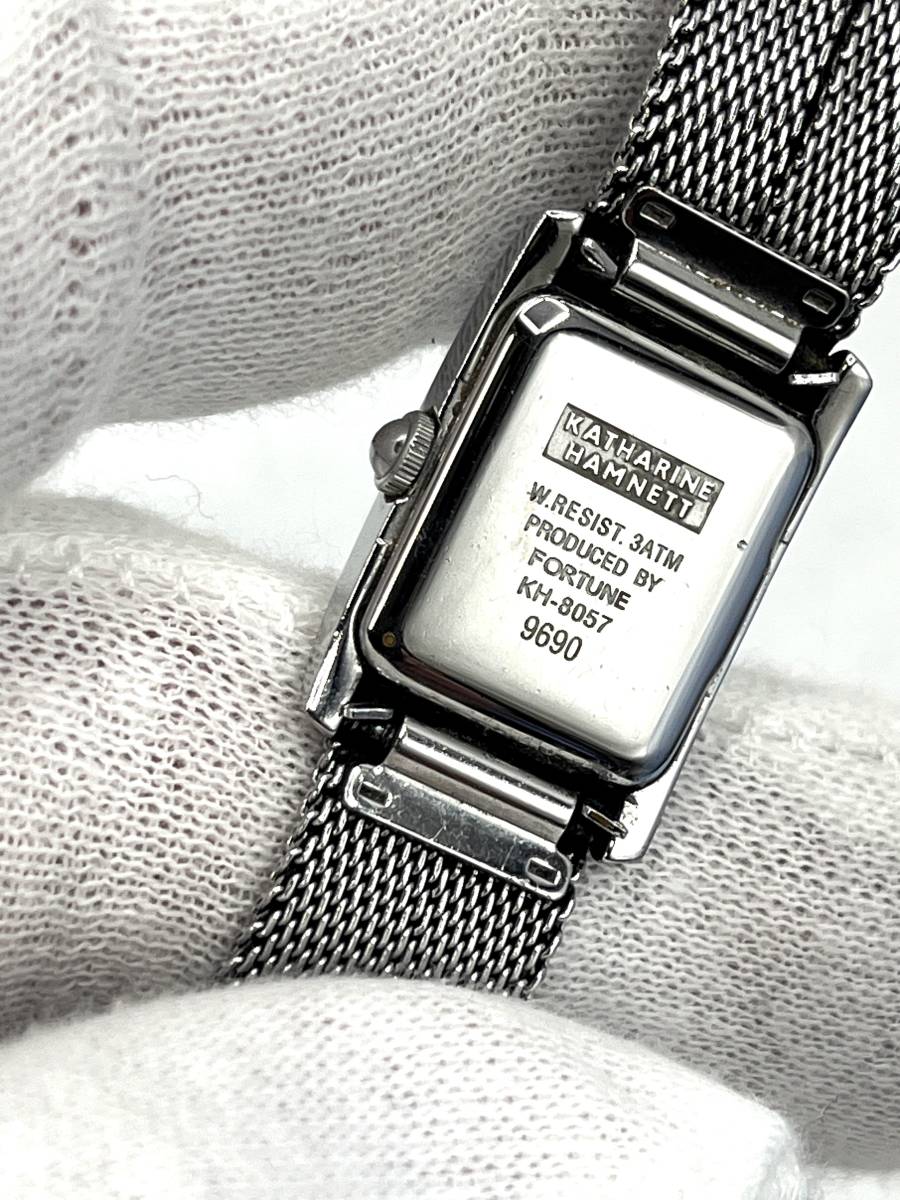 【電池切れ】KATHARINE HAMNETT キャサリンハムネット クォーツ 腕時計 白文字盤 ノクタンレギュラー ケースシルバー レディース KH-8057_画像2