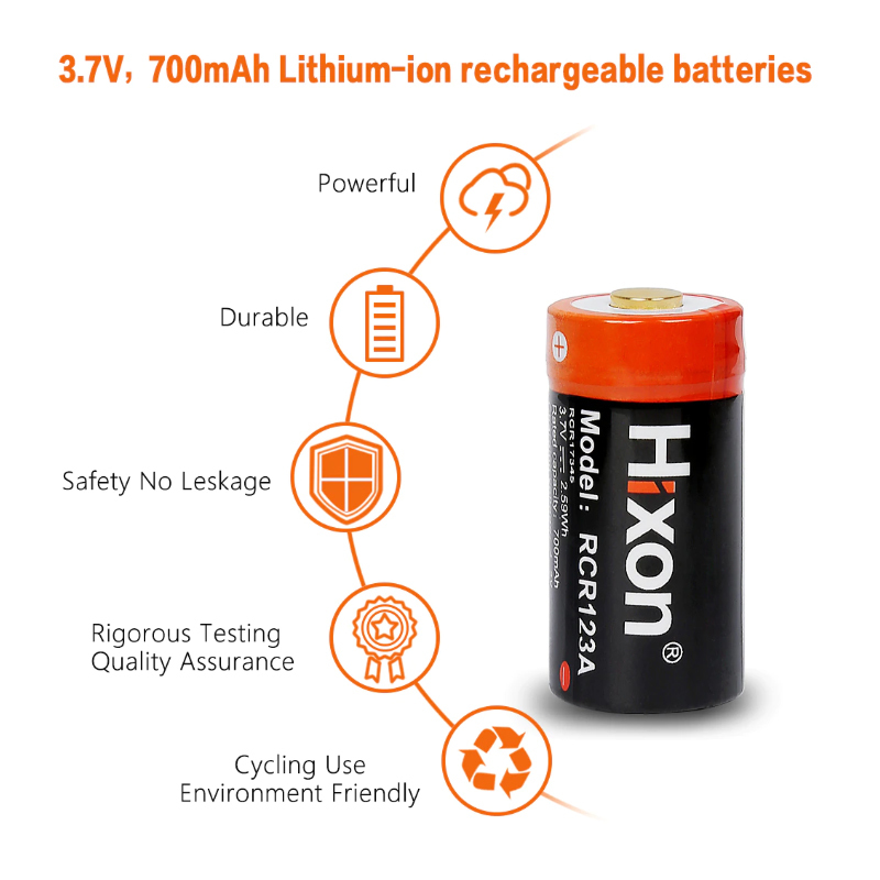 CR123a Hixon 700mah 充電式バッテリー 3.7v 充電式セット 送料無料_画像4