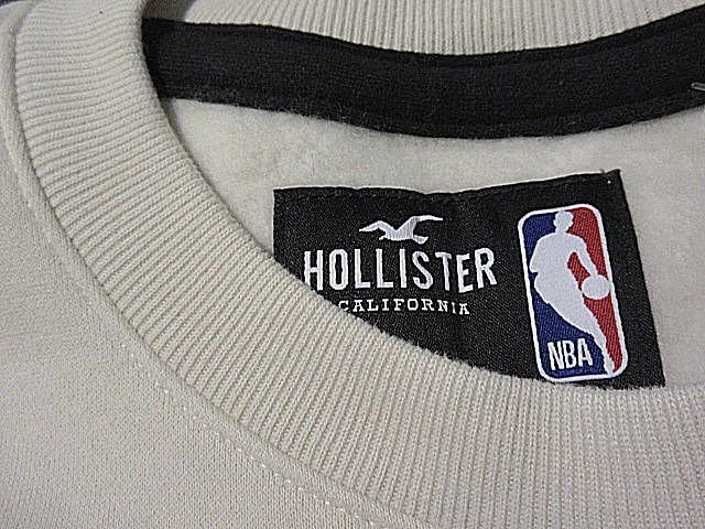 本物正規◆ホリスター◆トレーナー クルー スウェット BROOKLYN NETS NBA■L■アイボリー■新品■裏地起毛/0042-178_画像6