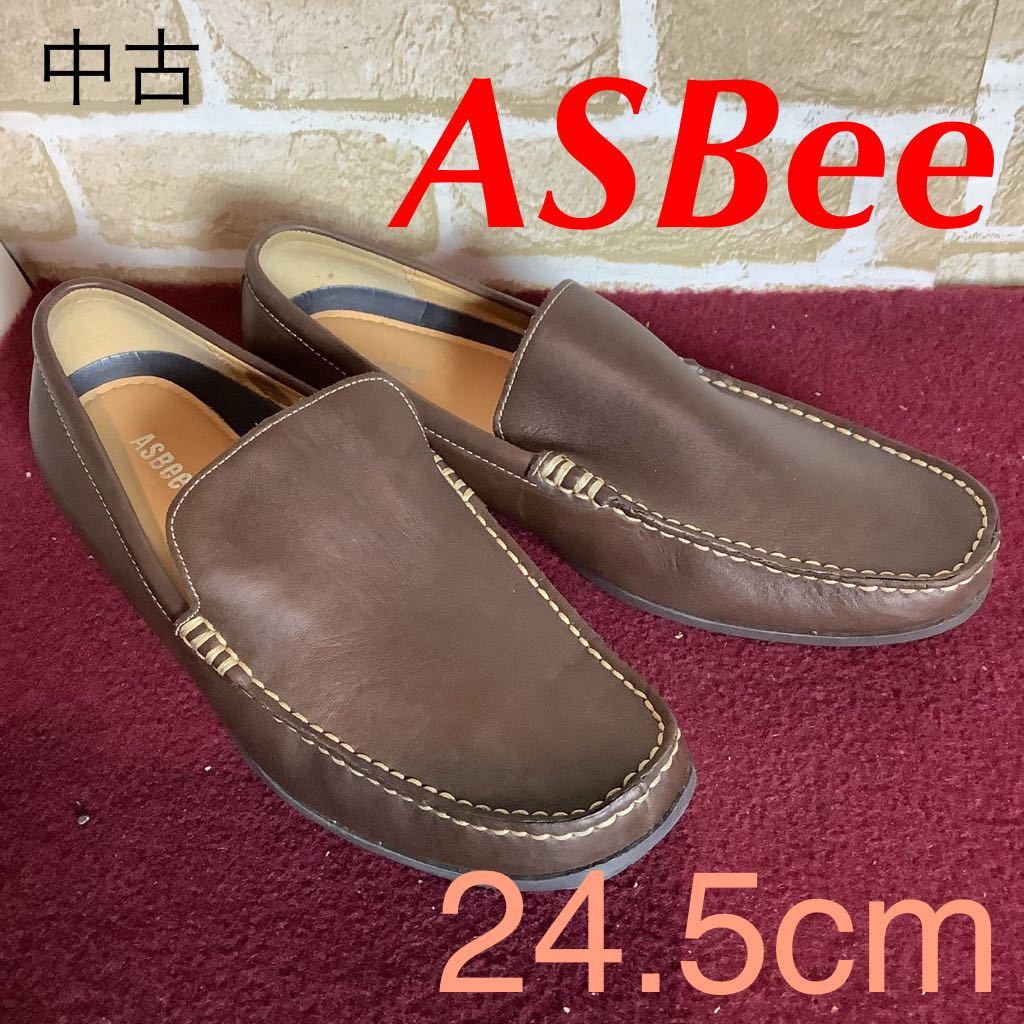 【売り切り!送料無料!】A-2 ASBee!スリッポン!ブラウン!24.5cm位!ローファー!普段履き!おしゃれ用!旅行!ショッピング!中古!_画像1