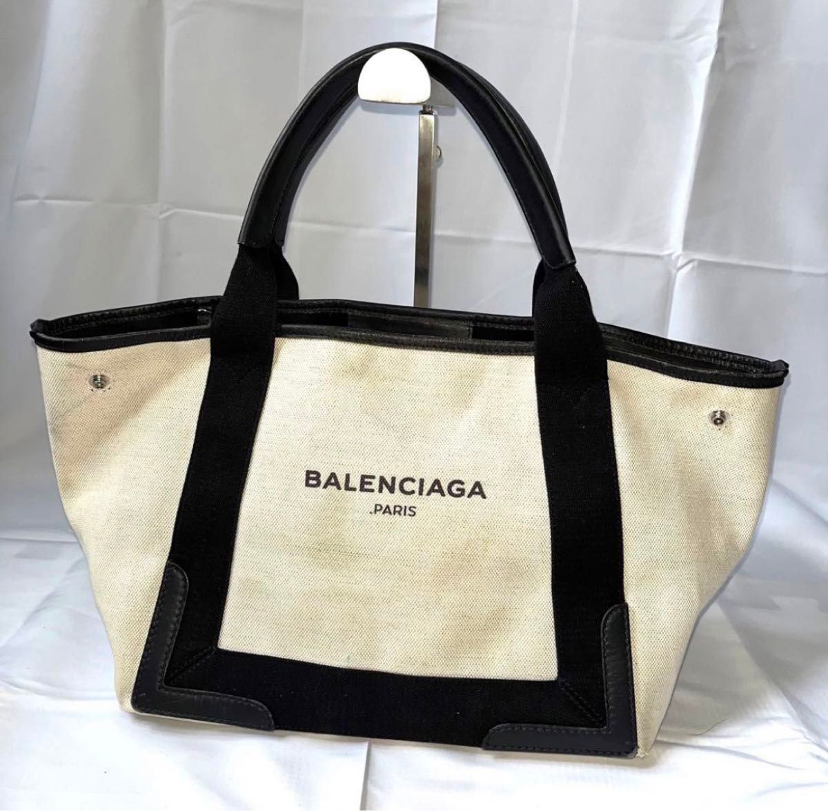BALENCIAGA トートバッグ カバス キャンバス 白 ホワイト ブラック バレンシアガ