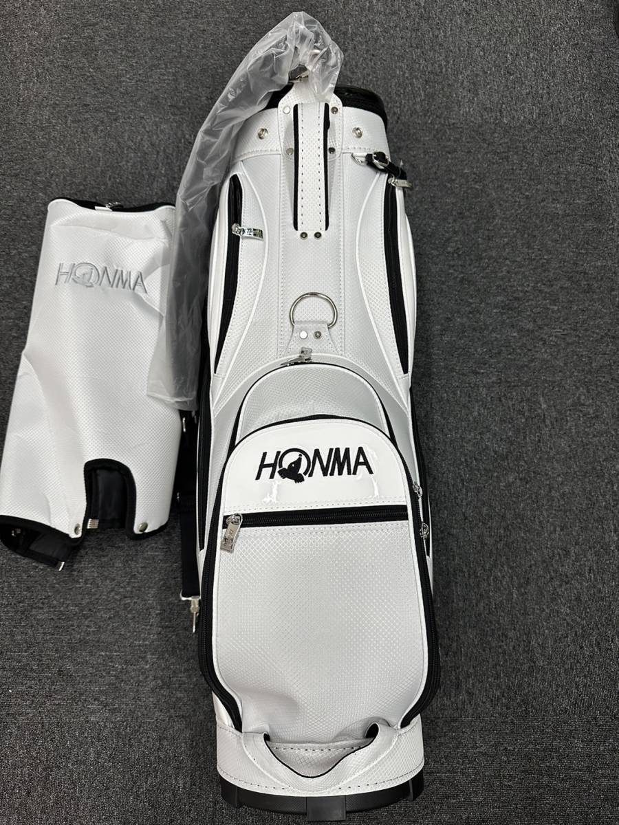 H3293　HONMA　ホンマ　ゴルフバッグ　ゴルフ用品　白　黒　ホワイト　ブラック　未使用　保管品_画像2