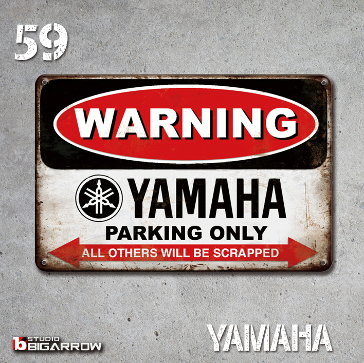59 ブリキ看板 20×30㎝ YAMAHA PARKING ONLY ヤマハ ガレージ スチール アンティーク アメリカンインテリア 世田谷ベース_画像3