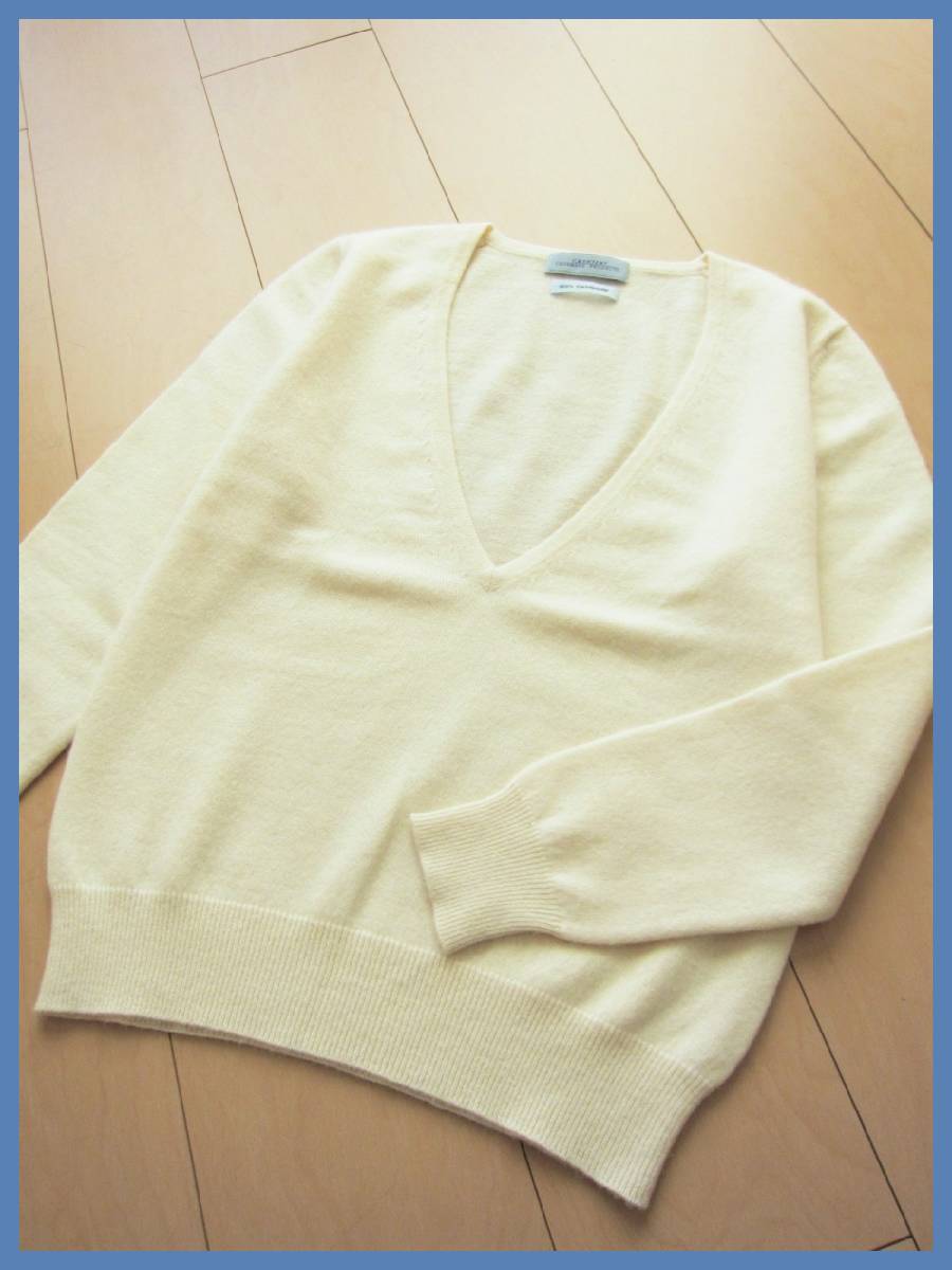 美品 良品 CASHTEX CASHMERE PRODUCTS 超～やわらか ピュアカシミヤ100％ 丁寧な作り 上質感 シンプル 深いVネック ニット 長袖セーター 38