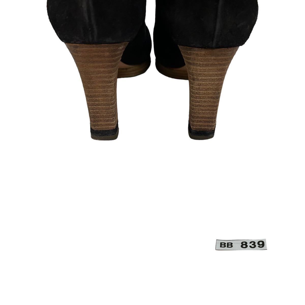 BB839 Italy made Chloe Chloe lady's long boots knee high boots 38 approximately 24cm black suede original leather 