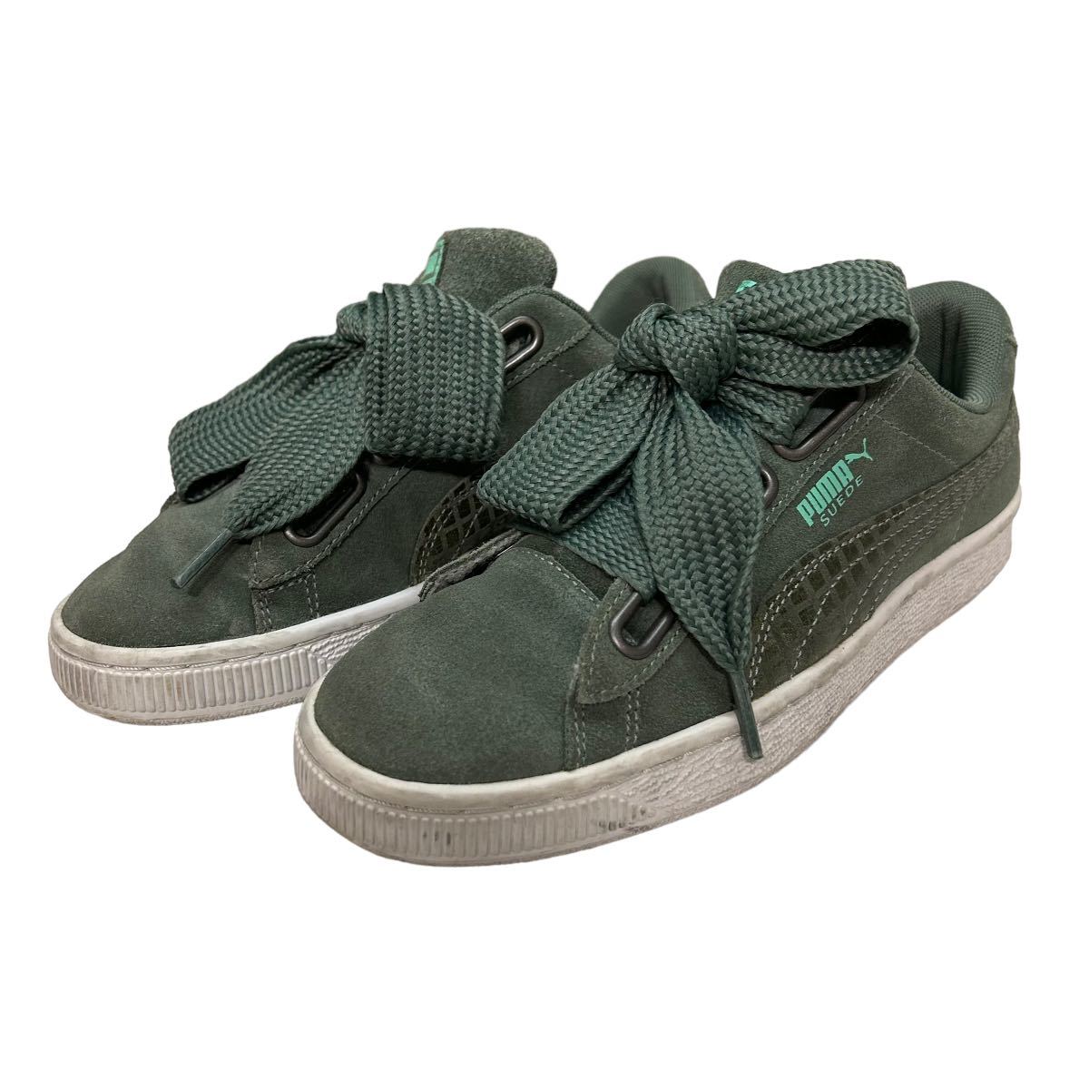 BB866 PUMA プーマ SUEDE スエード レディース スニーカー US6.5 23cm グリーン_画像1