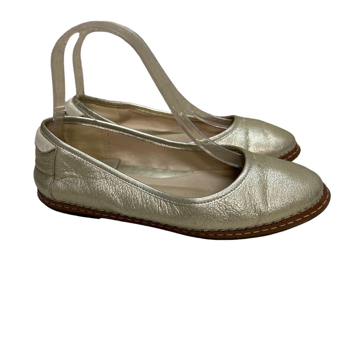 BC265 COLE HAAN Cole Haan женский туфли-лодочки плоская обувь 7B примерно 24cm Gold кожа 