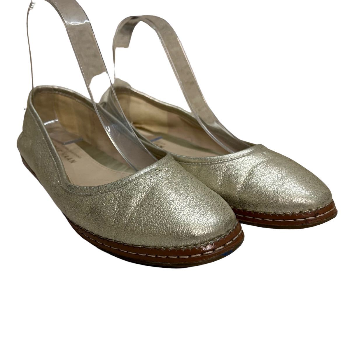 BC265 COLE HAAN Cole Haan женский туфли-лодочки плоская обувь 7B примерно 24cm Gold кожа 