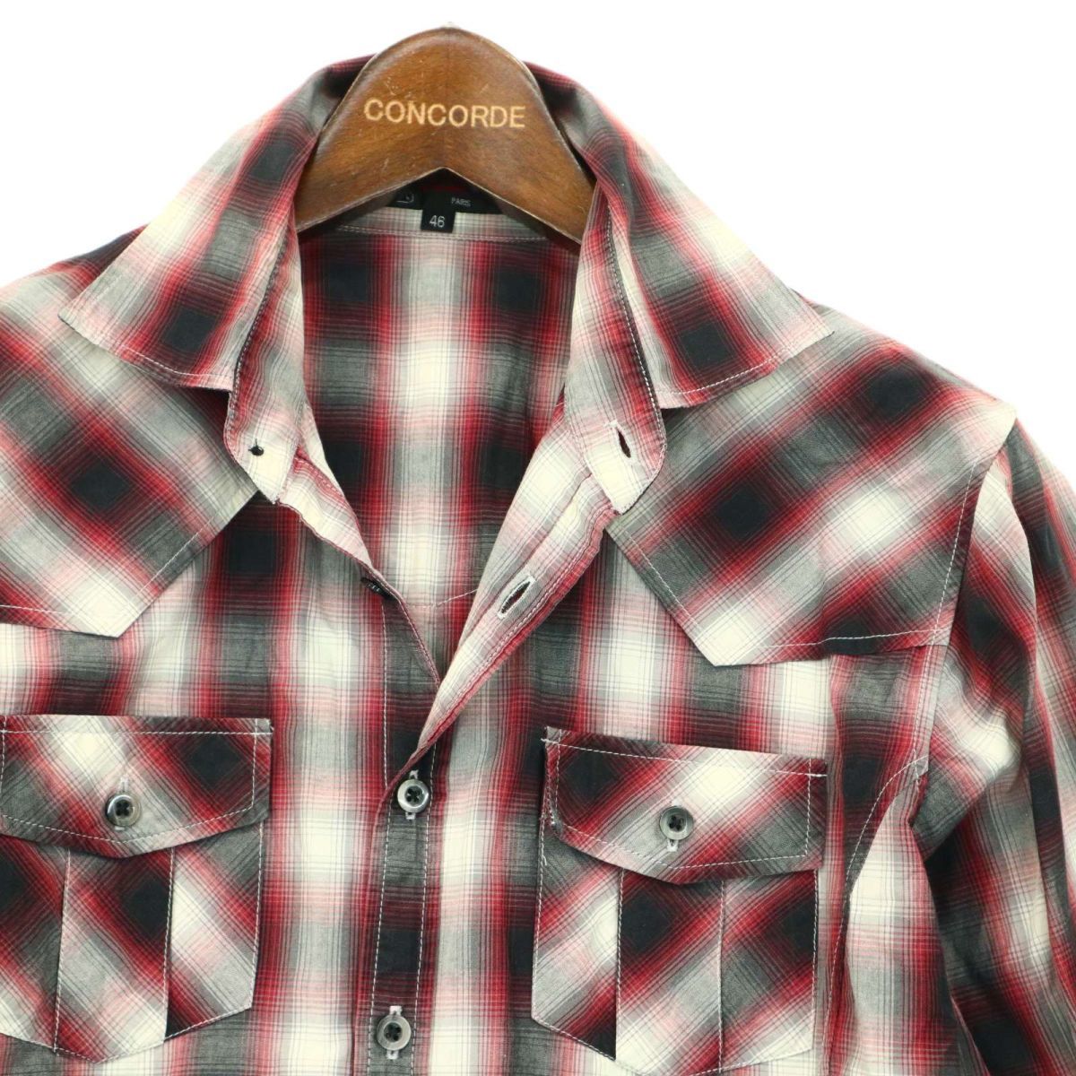 MK HOMME Michel Klein Homme through year * long sleeve Western check shirt Sz.46 men's A3T15432_C#C