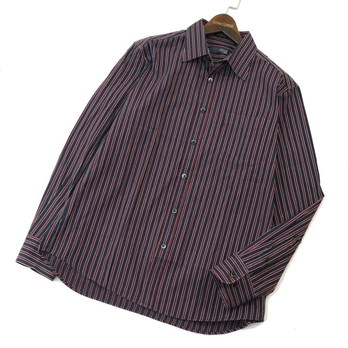 DEUX 23区 HOMME オム 通年 長袖 ストライプ★ シャツ Sz.L　メンズ　A3T15483_C#C