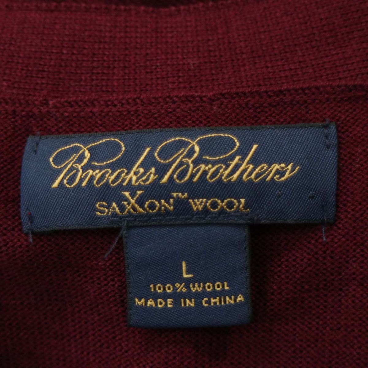 Brooks Brothers ブルックスブラザーズ 秋冬 サクソン ウール100%★ Vネック ニット ベスト Sz.L　メンズ　A4T00107_1#K_画像5