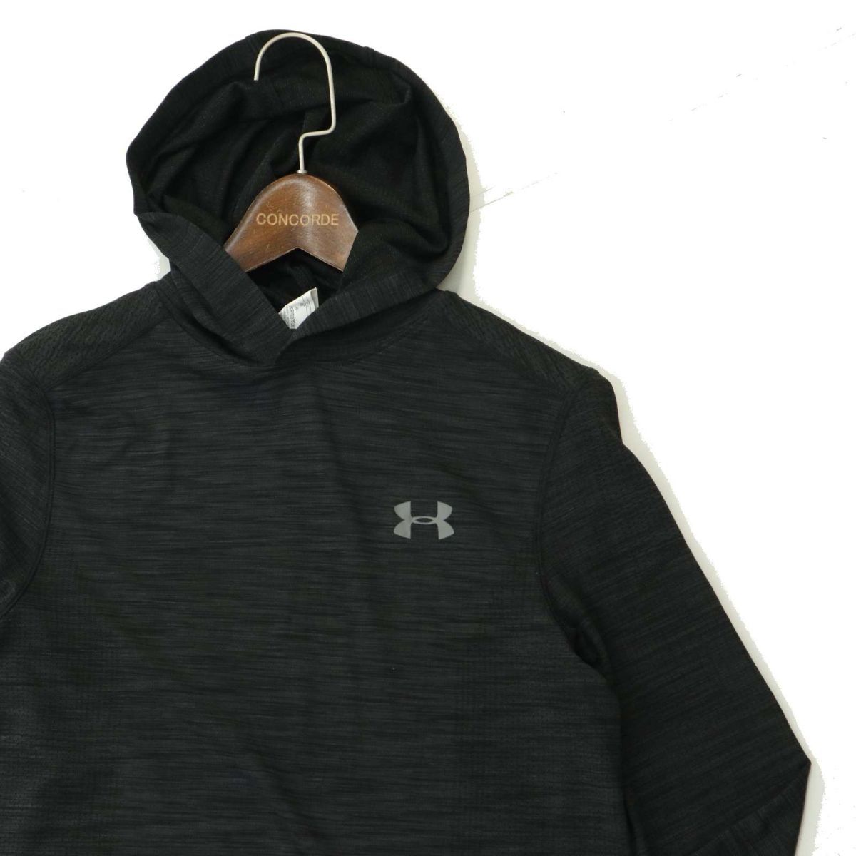 UNDER ARMOUR アンダーアーマー 春夏 heatgear★ ストレッチ プルオーバー パーカー Sz.SM　メンズ グレー トレーニング　A4T00436_1#F_画像2