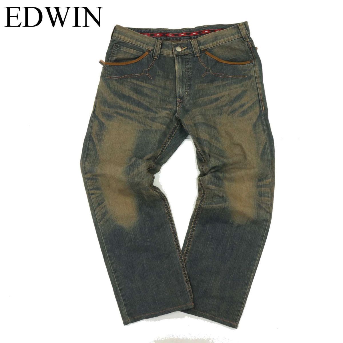 EDWIN エドウィン 434XVS XVシリーズ★ ヴィンテージ加工 デニム パンツ ジーンズ Sz.38　メンズ 大きいサイズ 特大 日本製　A4B00337_1#R_画像2