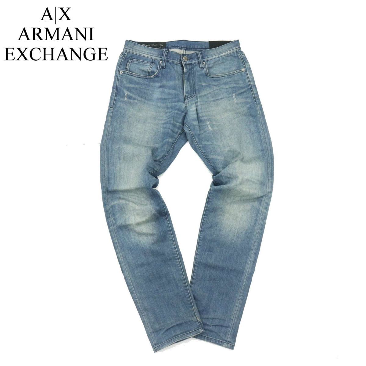 A|X ARMANI EXCHANGE アルマーニ エクスチェンジ 通年 ダメージ加工★ SLIM FIT デニム パンツ ジーンズ Sz.30　メンズ　A4B00432_1#R_画像1