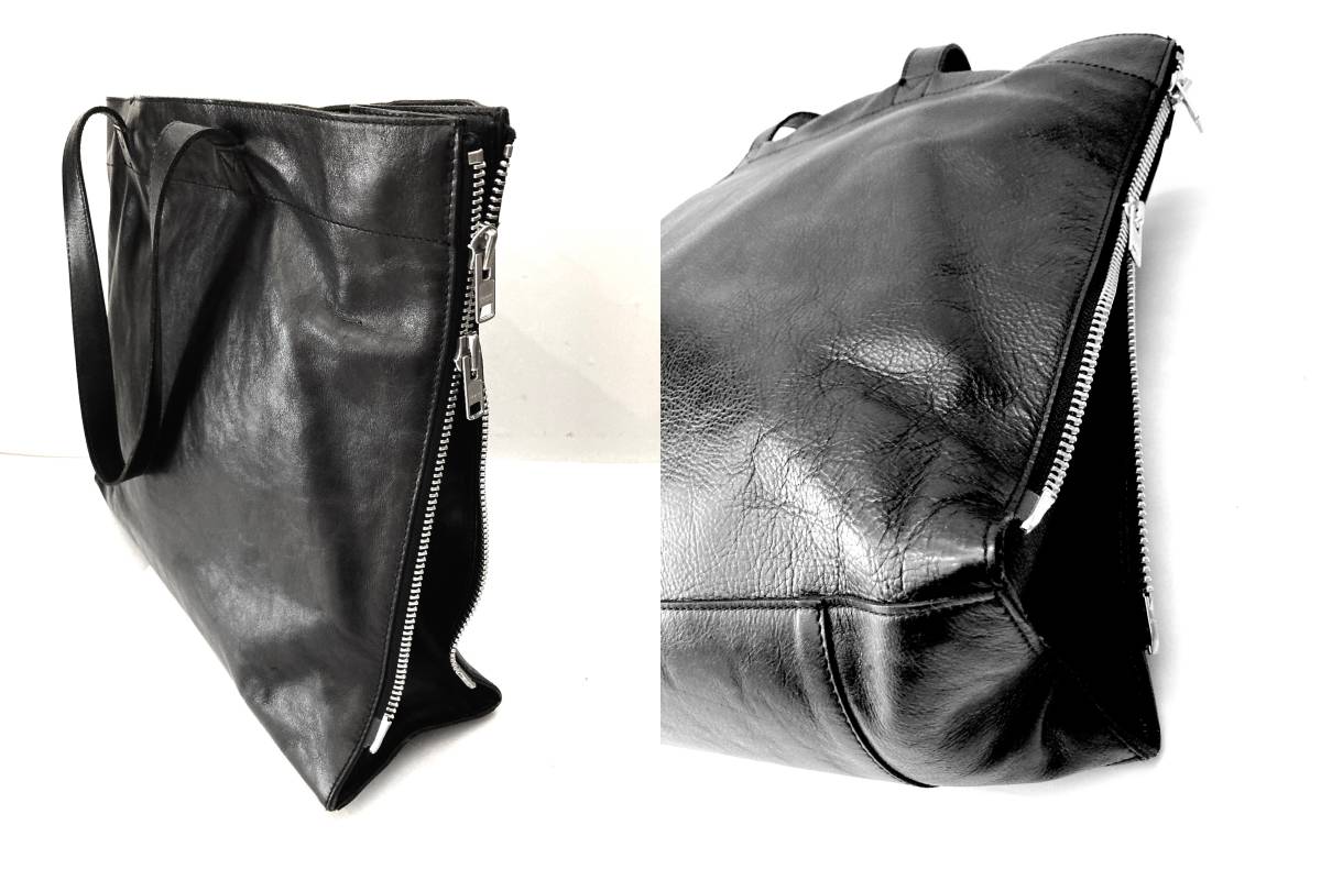 ■定番■YOHJI YAMAMOTO POUR HOMME PULL UP LEATHER TOTE BAG トートバッグ (検 discord ディスコード ヨウジヤマモト プールオム _画像4