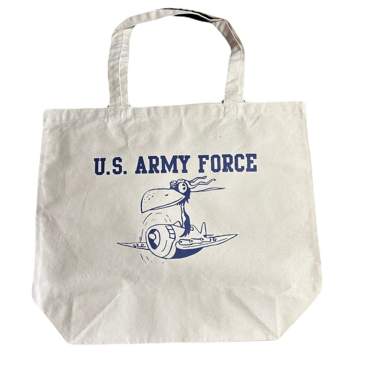 【12oz BAG】 【 LARGE】ARMY FORCE【トート】【男女兼用】【生成り-紺】【BAG.】]【B/【SALE.】]【WH b_画像1