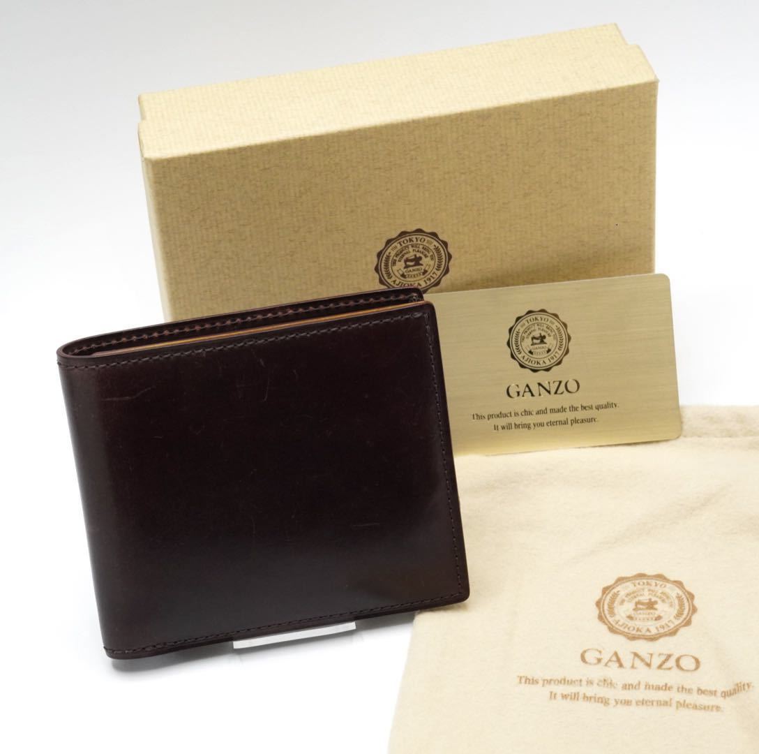 GANZO シェルコードバン 小銭入れ付き二つ折り財布 ガンゾ / ホーウィン社 コードバン 本革 カードケース_画像2