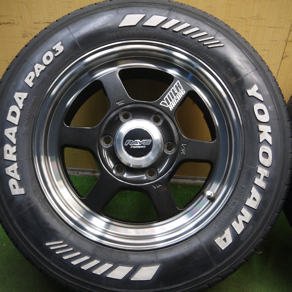 *送料無料*キレイ★RAYS TE37X-SB FORGED 215/65R16C 109/107S ヨコハマ PARADA PA03 ホワイトレター レイズ PCD139.7/6H★4011206Hノ_画像2