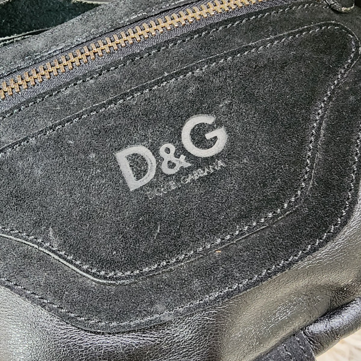 希少 美品 D&G DOLCE&GABBANA ドルチェ ドルガバ ショルダーバッグ 斜め掛け クロスボディ 本革 レザー スエード ブラック チェーン 豹柄_画像3