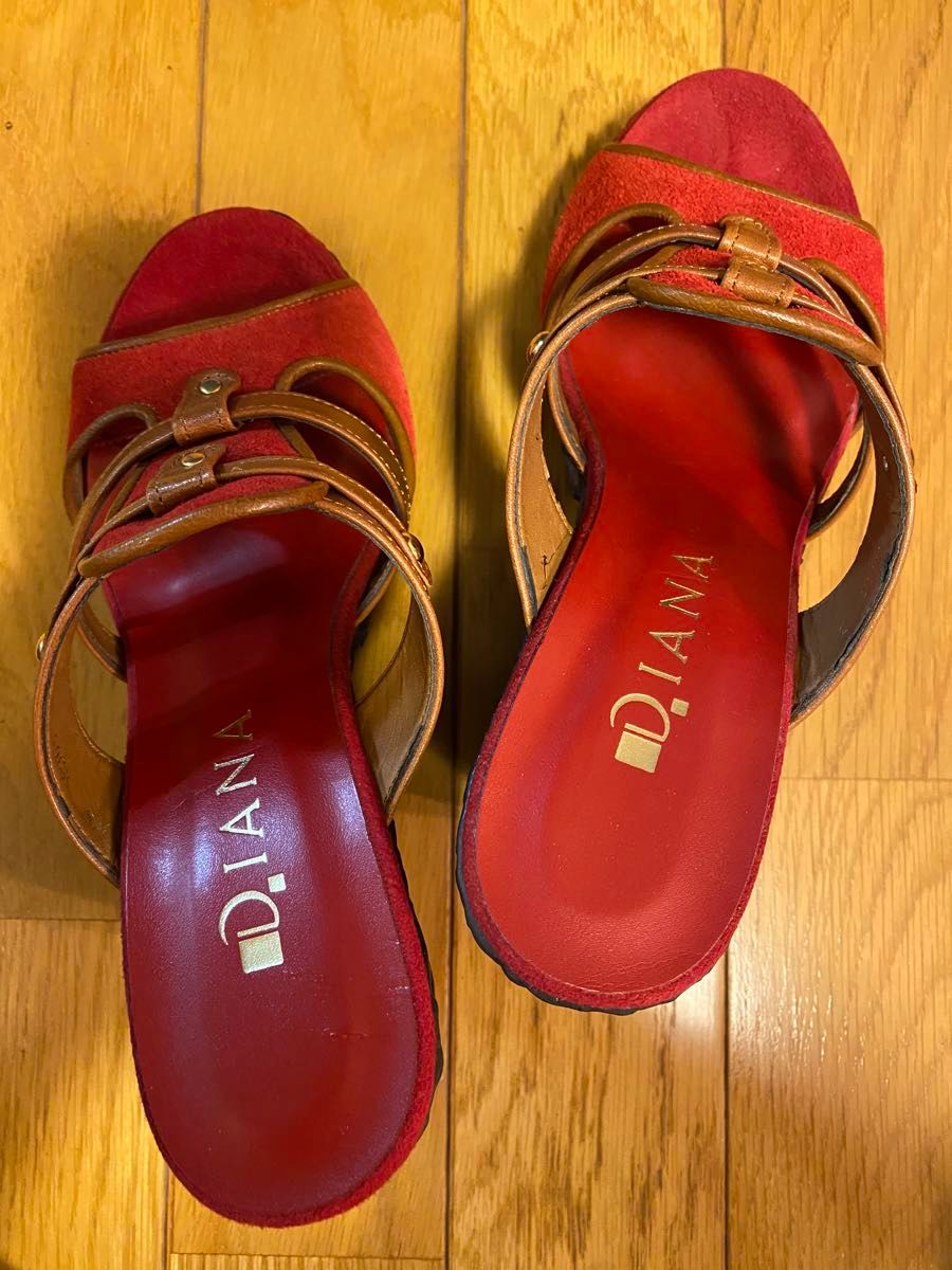 値下げ★未使用　ダイアナ　DIANA サンダル　S 赤系 スエード　靴