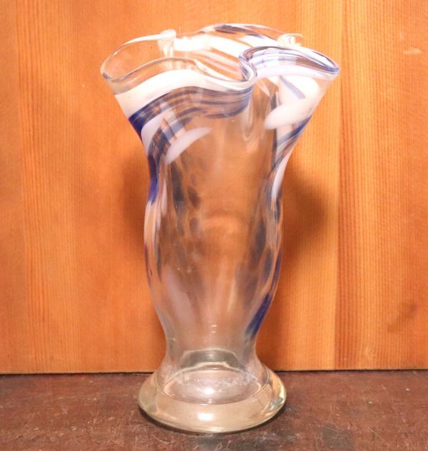 古そうな綺麗なマーブルガラス花瓶 n815_画像4