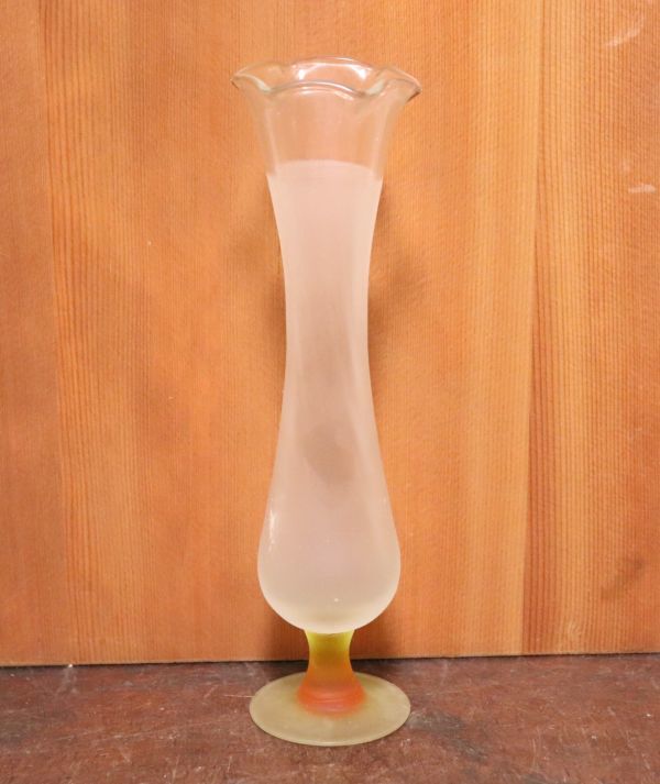 古そうな磨硝子の綺麗なガラス花瓶 n817_画像5