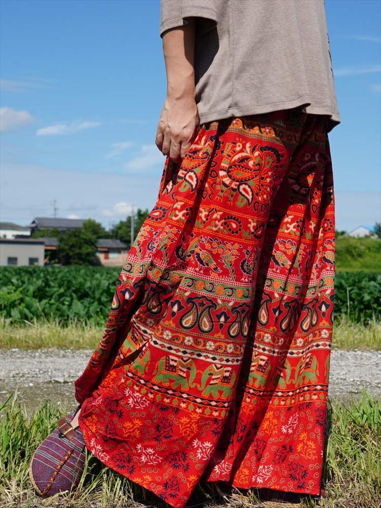 * ethnic cotton wide pants ethnic print including carriage * new goods A* cotton cloth gaucho pants .. feeling less thick unisex 
