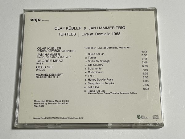 国内盤CD オラフ・クブラー ヤン・ハマー・トリオ 『タートルズ』Olaf Kubler & Jan Hammer Trio Turtles - Live At Domicile 1968_画像2