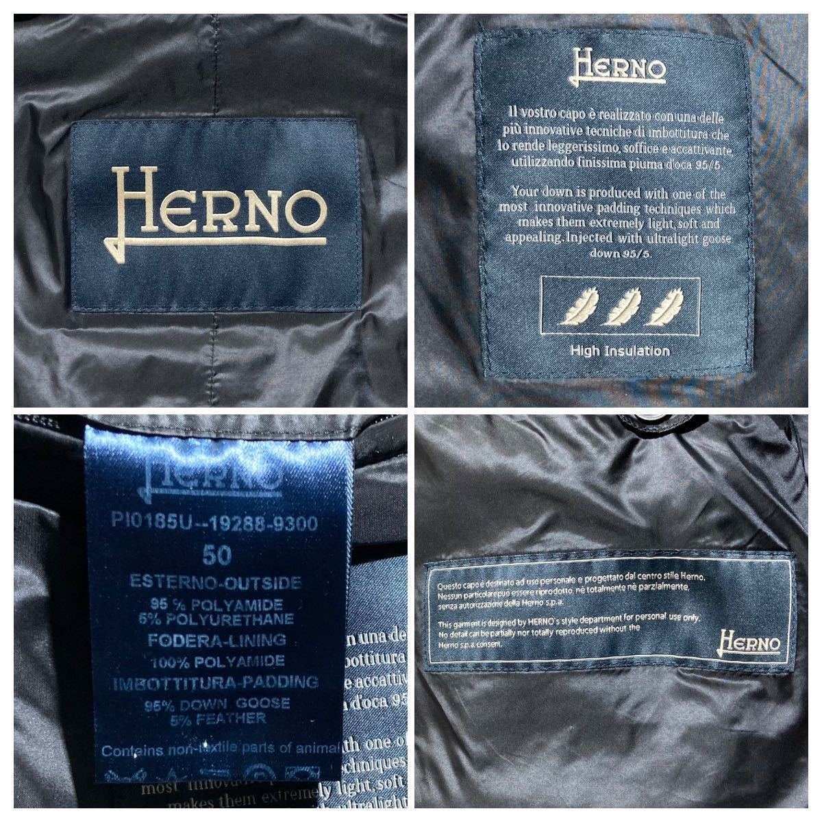 ヘルノ【最高級！！圧倒的極暖】HERNO ダウンコート ジャケット フード キルティング 黒 ブラック Lサイズ50 リアルダウン フェザー_画像10