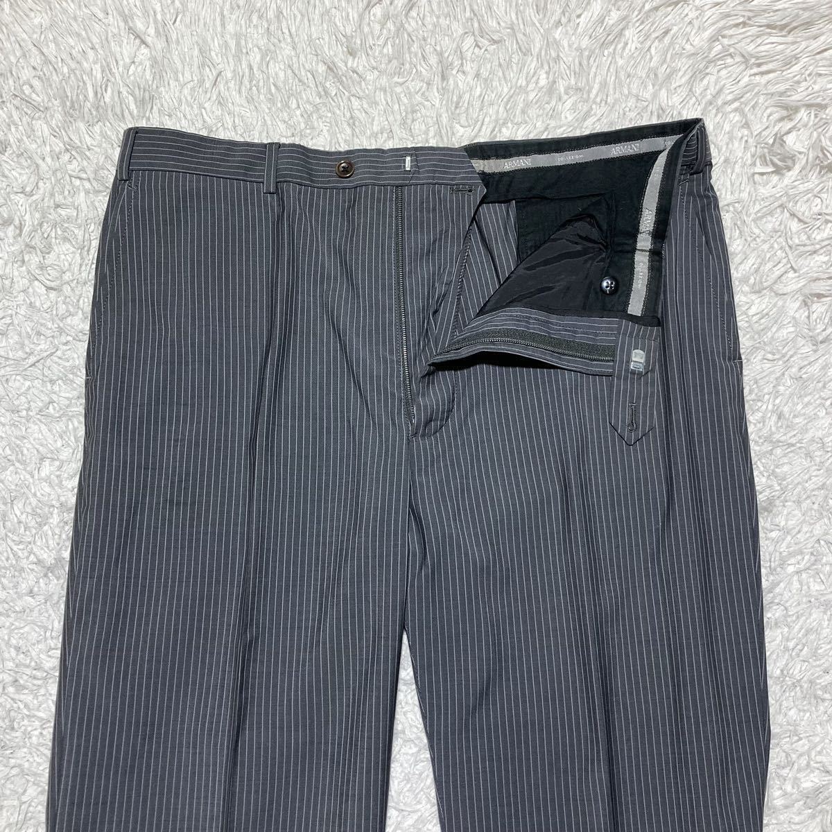 アルマーニコレッツォーニ【奇跡のXXLサイズ！！圧倒的高級感】 ARMANI COLLEZIONI セットアップ スーツ 最高級 56 グレー 灰色 ストライプ_画像9