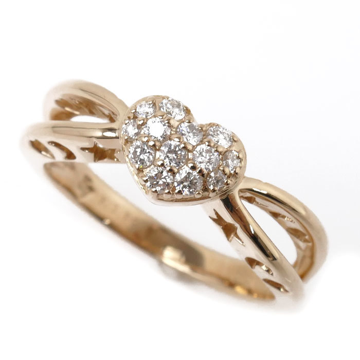【値下げ】 Vecchio Ponte ポンテヴェキオ 美品 中古 レディース 4.3g 13号 ダイヤモンド0.21ct リング・指輪 ハート ピンクゴールド K18PG ポンテヴェキオ
