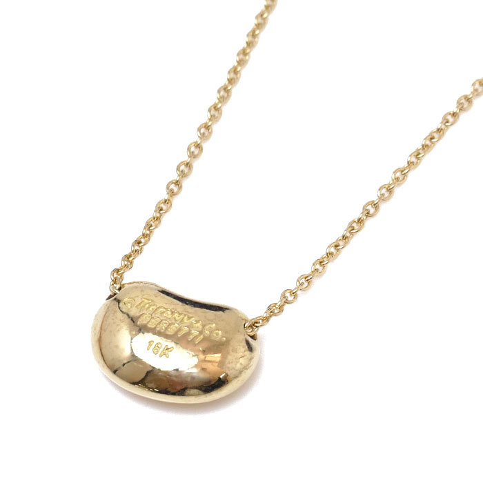 【楽ギフ_のし宛書】 ネックレス ビーンズ イエローゴールド K18YG ティファニー TIFFANY&Co. 3.0g 中古 レディース 40cm イエローゴールド