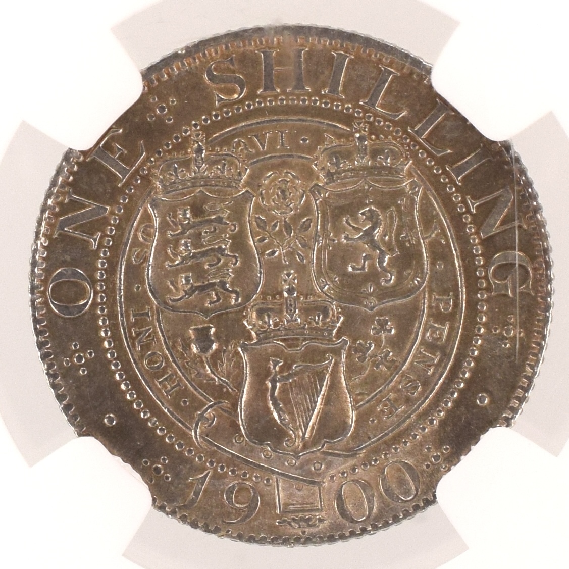 【ヤフオク初★希少品】1900年 イギリス 1シリング 銀貨 NGC MS62 ヴィクトリア女王 ベールヘッド アンティークコイン シルバーの画像3