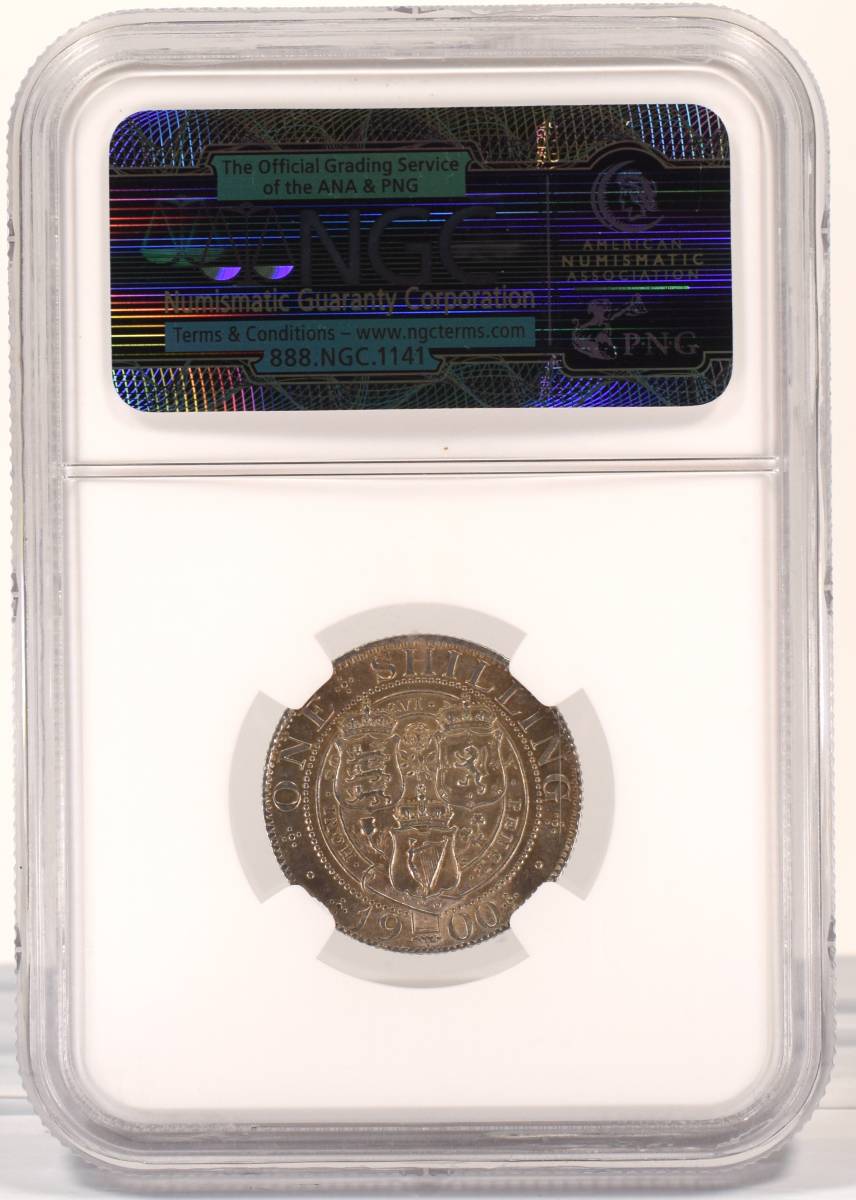 【ヤフオク初★希少品】1900年 イギリス 1シリング 銀貨 NGC MS62 ヴィクトリア女王 ベールヘッド アンティークコイン シルバーの画像4