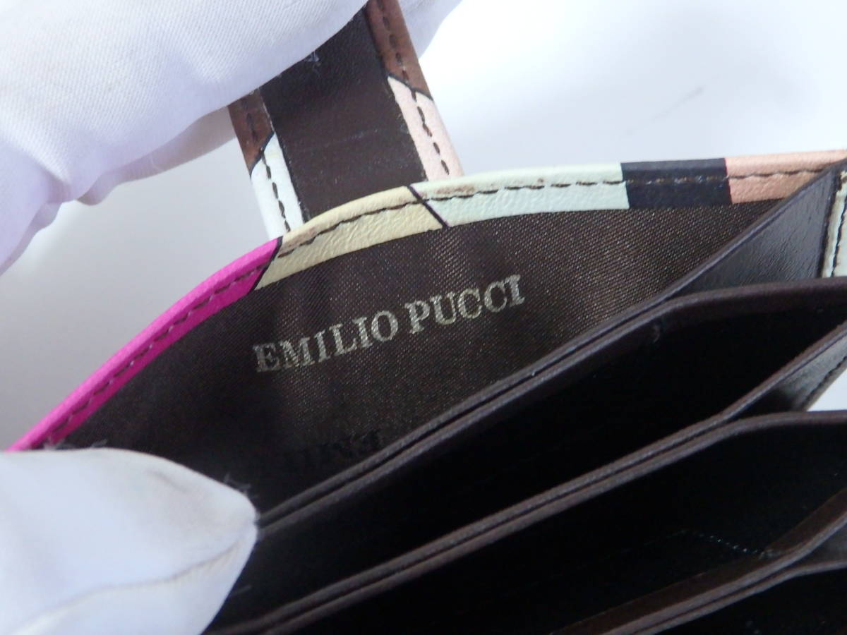 ＜本物 美品 EMILIO PUCCI エミリオプッチ カードケース 名刺れ レザー　ポケット多め＞6.49.7　☆定形外290円☆_画像5