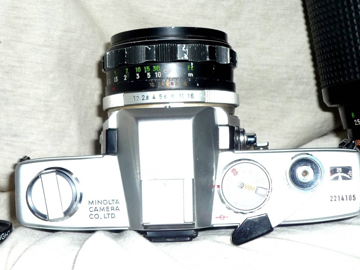 ミノルタ SRT101 (MC ROKKOR-PF 1:1.7 f=55mm 、MC ZOOM ROKKOR 1:4.5 f=80-200mm 付)露出計動作品_画像7