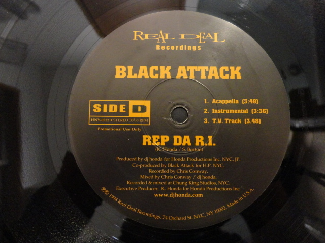 Black Attack Rep Da R.I. オリジナル原盤 12 激渋 HIPHOP アングラ・サウンド DJ HONDA プロデュース　視聴_画像3