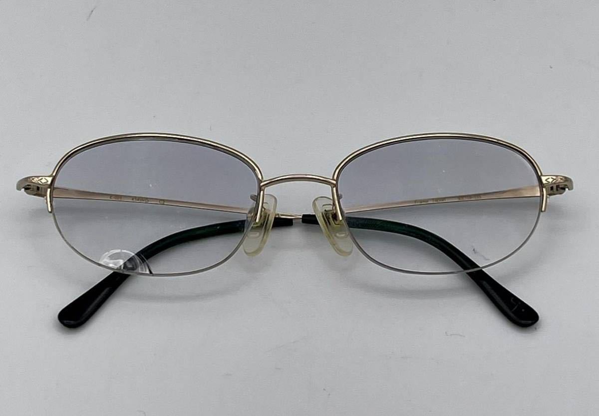 k14WG ハーフリム 眼鏡 メガネ ホワイトゴールド 14金 度入りレンズ 総重量約22.3g 日本製_画像1