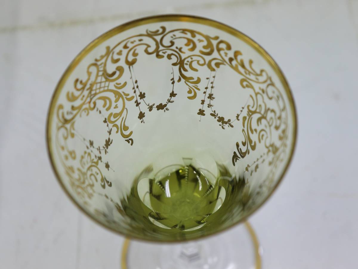 モーゼル風　金彩ワイングラス　口径7.5㎝　6客　シャンパングラス　　【B】_画像10