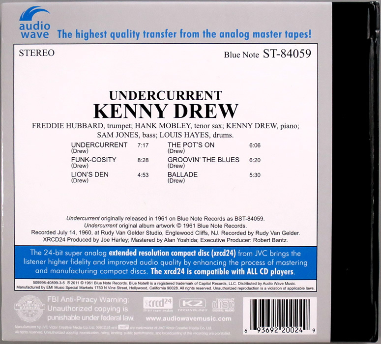 (XRCD24) Kenny Drew 『Undercurrent』 輸入盤 AWMXR-0024 ケニー・ドリュー アンダーカレント / Hank Mobley, Freddie Hubbard.._画像2