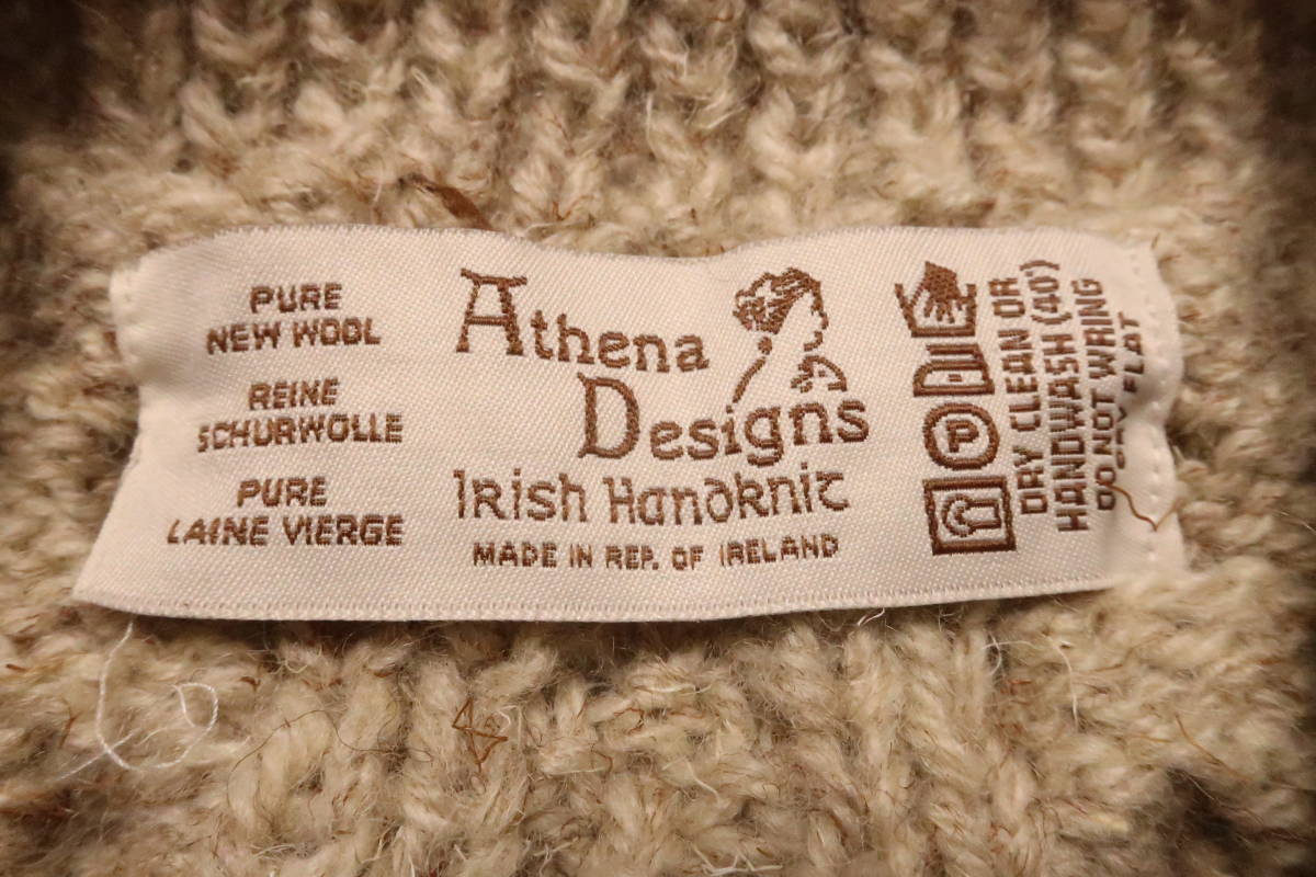 Athena Designs アテナデザイン 衿付きカーディガン アイルランド製 / ニット セーター カウチン フィッシャーマン_画像3
